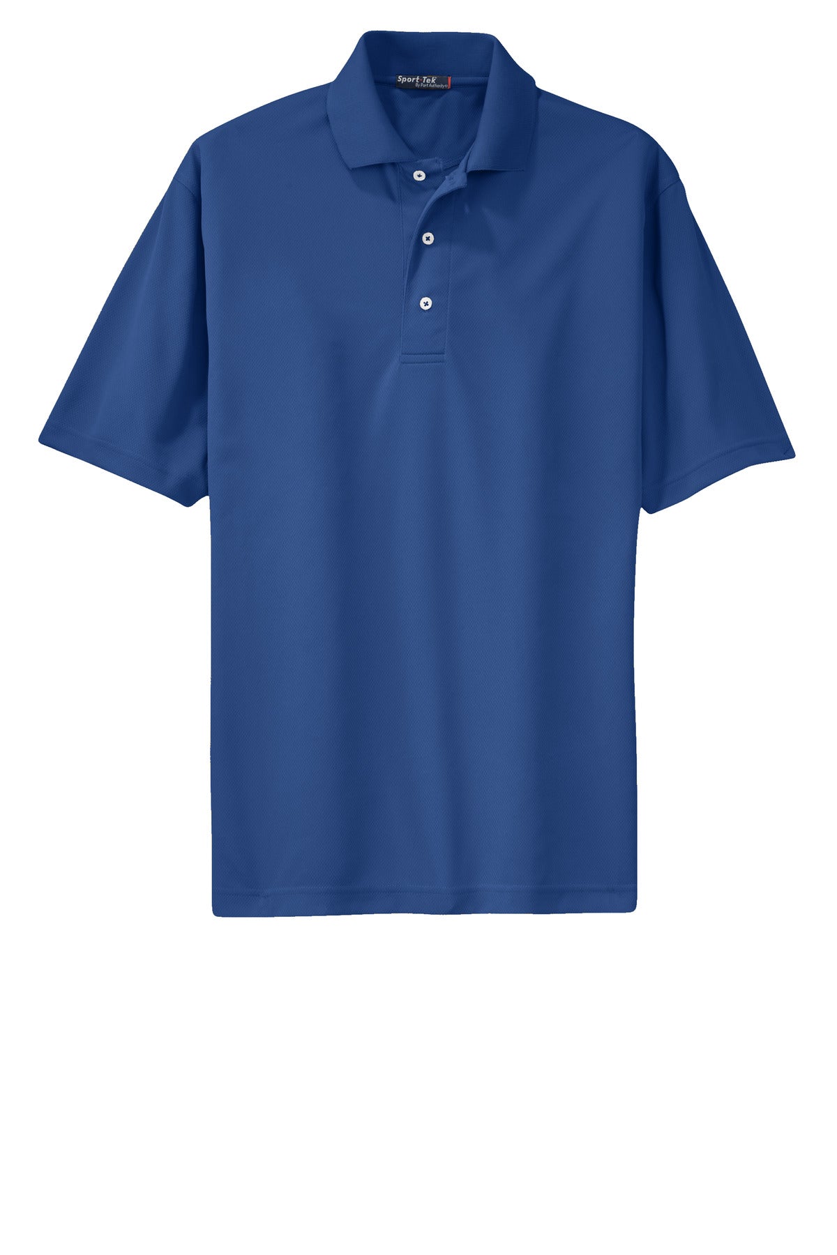 Sport-Tek Tall Dri-Mesh Polo in color royal 100% polyester tee shirt against a white background