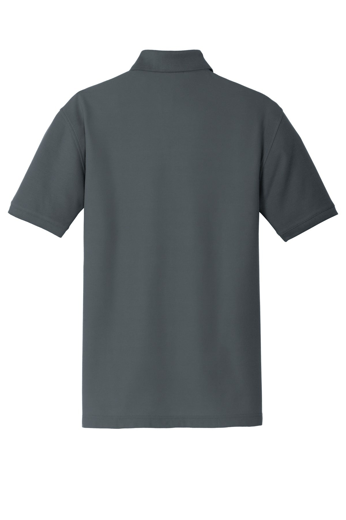 graphite Port Authority Tall Core Classic Pique Polo built for durability showing the back of the shirt against a white background