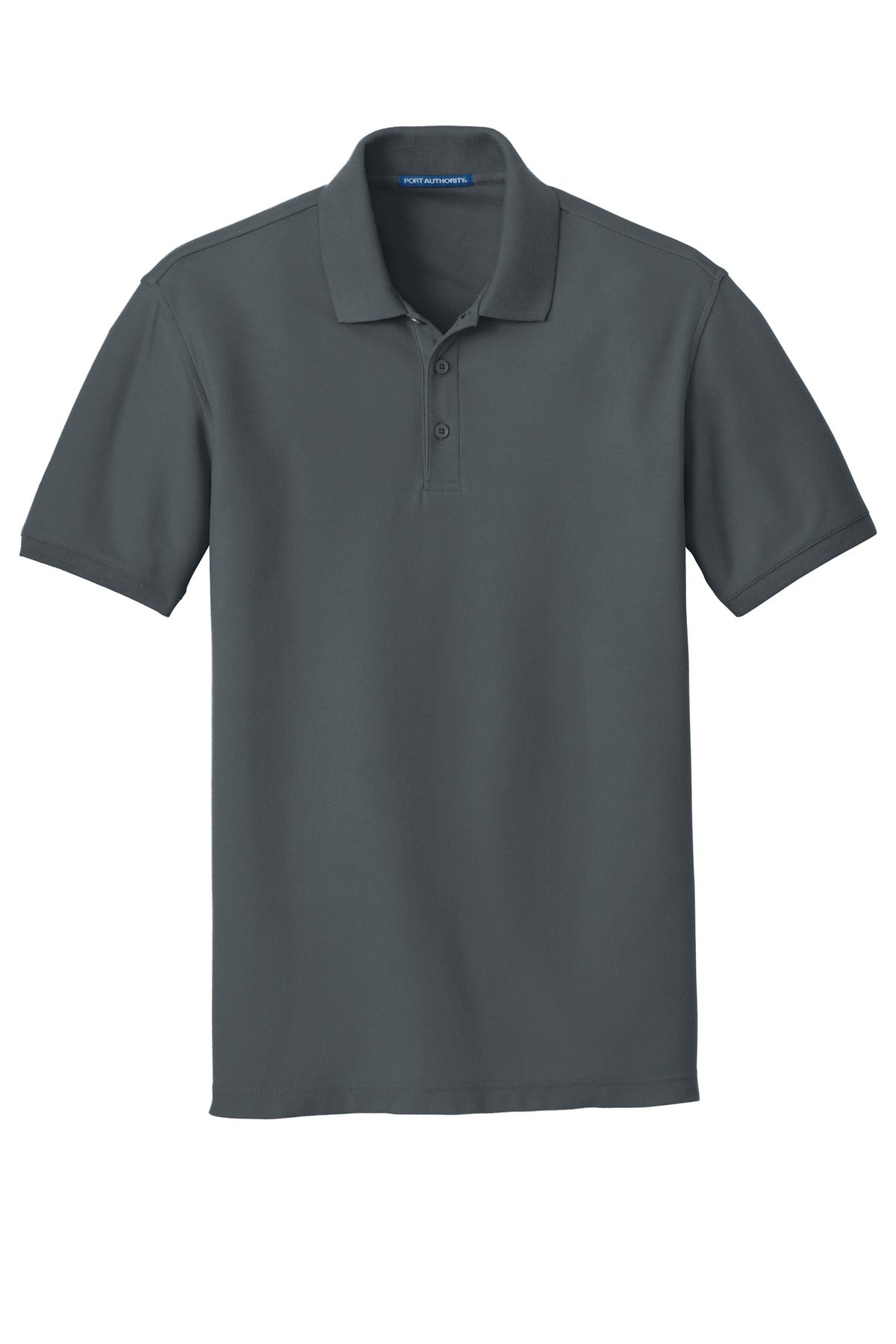 graphite Port Authority Tall Core Classic Pique Polo built for durability against a white background